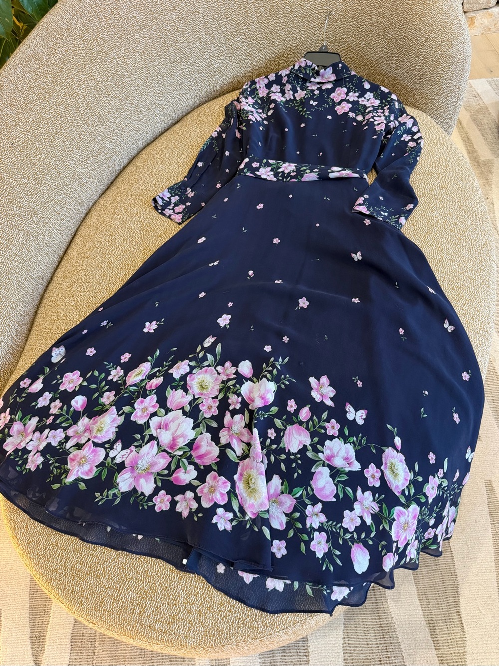 Hobbs London navy floral silk shirtdress - Picture 2 of 9